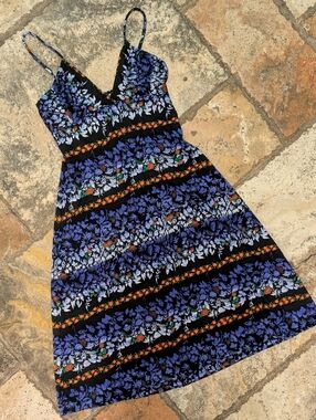 1970 Floral Striped Mini Dress